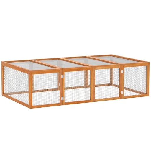 PawHut Clapier cușcă pentru iepuri exterior interior 2 uși superioare 181L x 100l x 48H cm lemn masiv pin | Aosom Romania