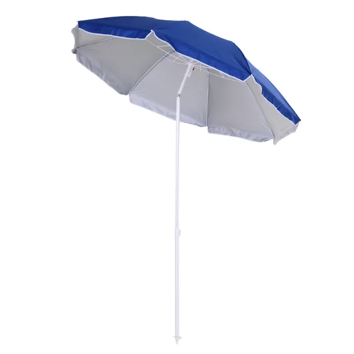 Outsunny Umbrelă de Plajă cu Acoperiș Înclinabil, Geantă de Transport și Design în 3 Secțiuni, Ø1.6x2.05 m, Albastru | Aosom Romania