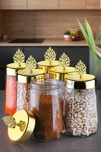 Set recipiente depozitare, Hermia, 238PLN3007, Transparent/Auriu