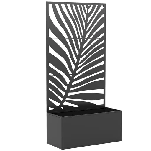 Outsunny Jardinieră cu spalier, ladă de flori, cu paravan, pentru plante cățărătoare, metal, 90 x 40 x 180 cm, negru | Aosom Romania