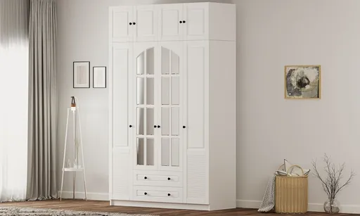 Dulap pentru haine, Hanah Home, Rb-185-18, 140x240x52 cm, Alb mat