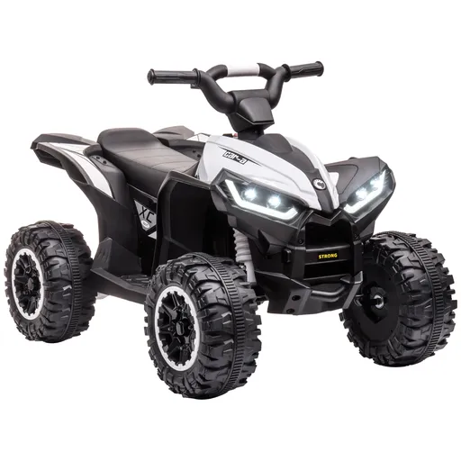 HOMCOM ATV Electric pentru Copii, Motocicletă pentru Copii cu Motor Dublu, 2 Viteze, Roți Late și Faruri LED, 83x53x55.5 cm, Alb | Aosom Romania