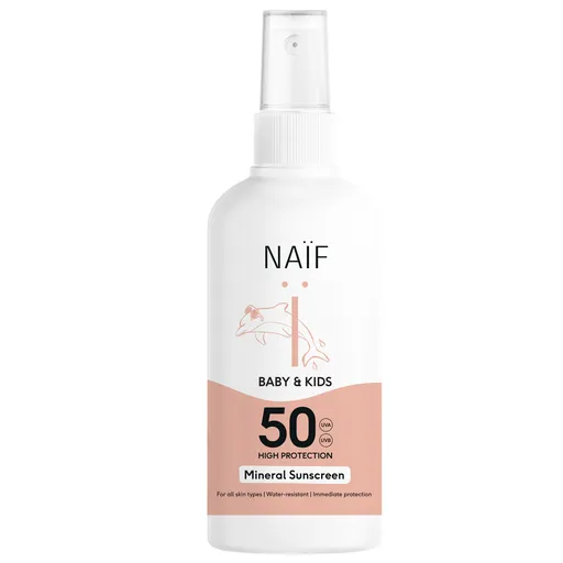 NAÏF Spray de protecție solară pentru copii SPF 50 (Mineral Sunscreen) 100 ml
