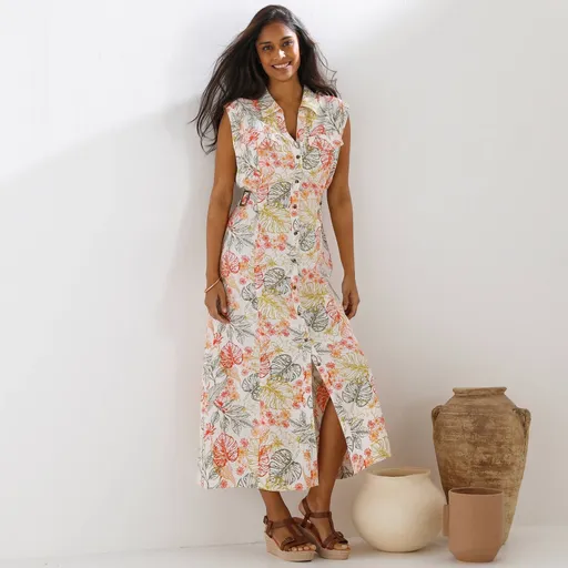 Rochie lungă tip cămașă cu imprimeu