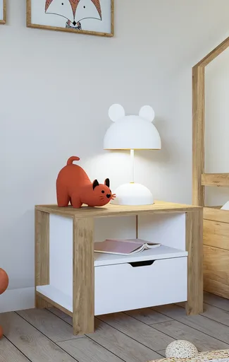 Noptiera, Hanah Home, Nisan 1600-025, 60x42x45 cm, Nuc deschis / Alb