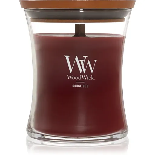 Woodwick Opulent Wood Rouge Oud lumânare parfumată cu fitil din lemn 275 g