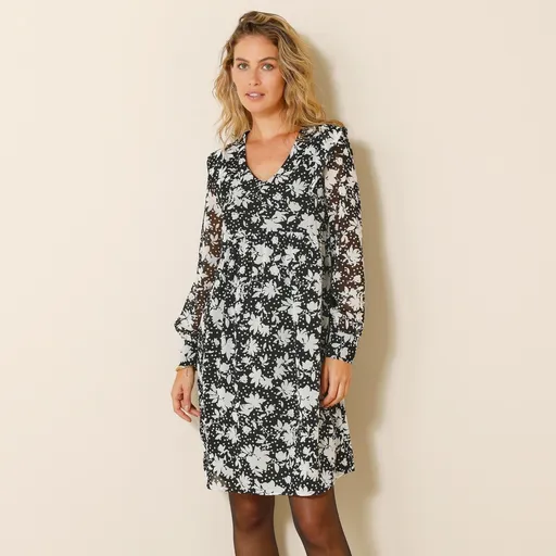 Rochie din voal cu imprimeu floral