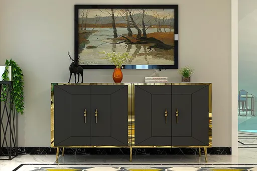 Consola, Hanah Home, Arno KB150, 150x75x35 cm, Antracit / Aur