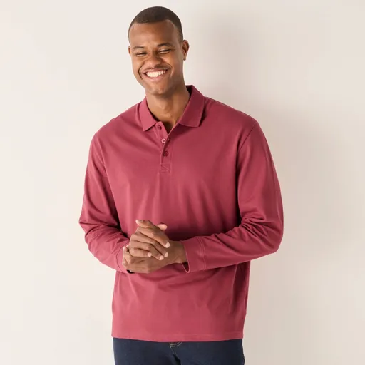 Tricou polo cu mânecă lungă, culoare uni