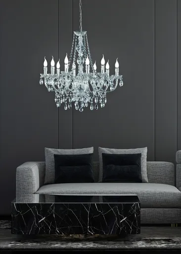 Candelabru Luster, RL, 76x165 cm, 40W, 10x E14, metal, argintiu