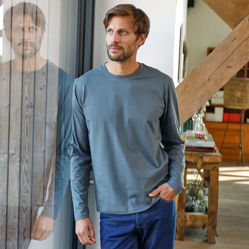 Tricou cu mânecă lungă și decolteu rotund