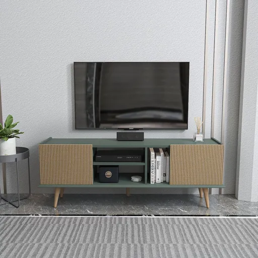 Comoda TV, Hanah Home, Ekvador, 154.4x56.6x31.3 cm, Maro deschis / Verde