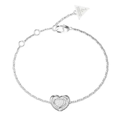 Guess Brățară fermecătoare Inimă cu cristale L.O.V.E. JUBB05461JWRH 18,4 cm