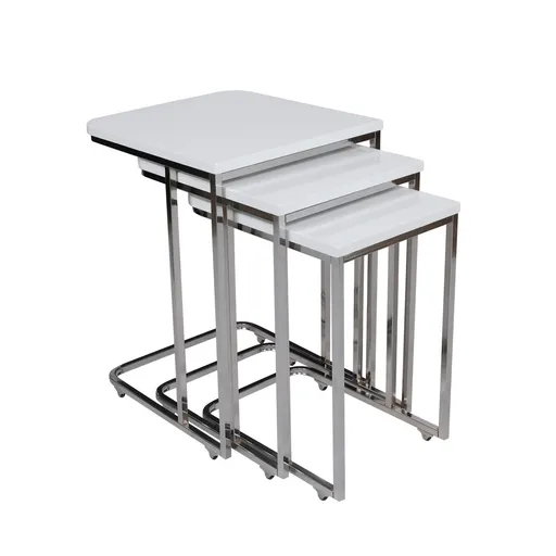 Măsuță auxiliară Zigon, 3 buc., alb