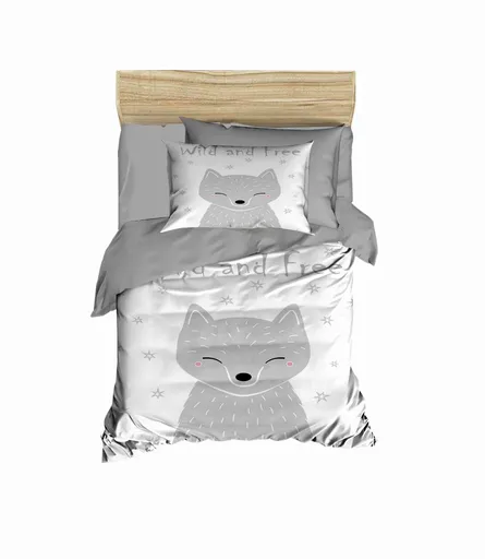 Lenjerie de pat pentru copii, L'essentiel Maison, PH1102, Gri/Alb