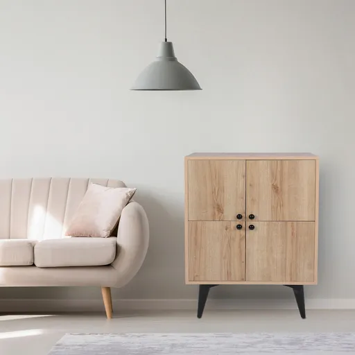 Dulap multifunctional, Hanah Home, Senegal, 70x35x93.5 cm, Stejar / Negru