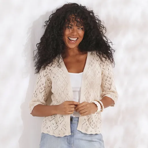 Cardigan cu mâneci 3/4 cu dantelă