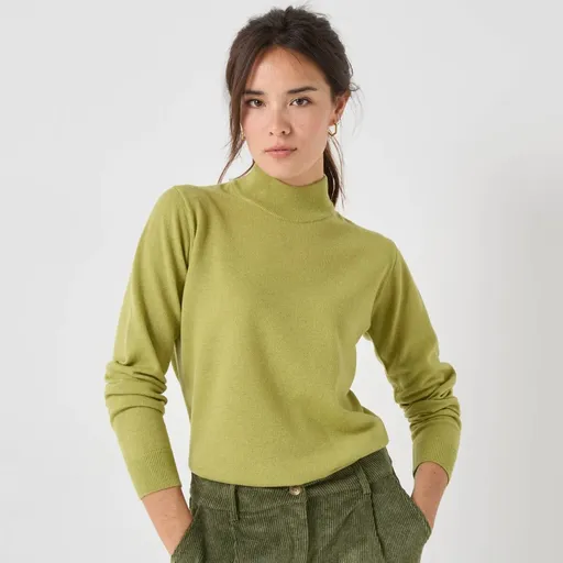 Pulover cu guler ridicat, lână de miel