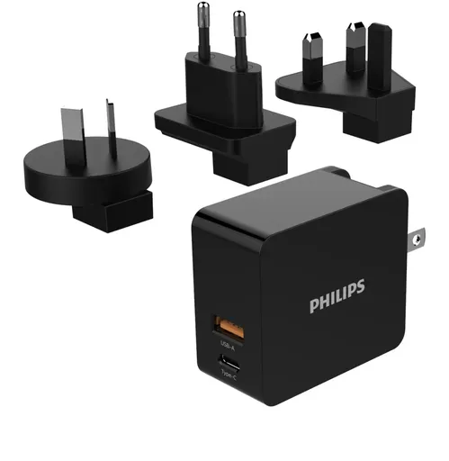 Încărcător de călătorie pentru rețeaua de alimentare dublă USB PHILIPS DLP2621T