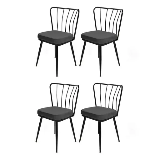 Set de scaune de sufragerie Yildiz Anthracite and Black, 4 buc., antracit, 4 buc