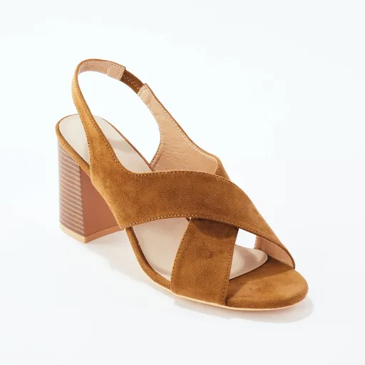 Sandale cu curele încrucișate, cu toc