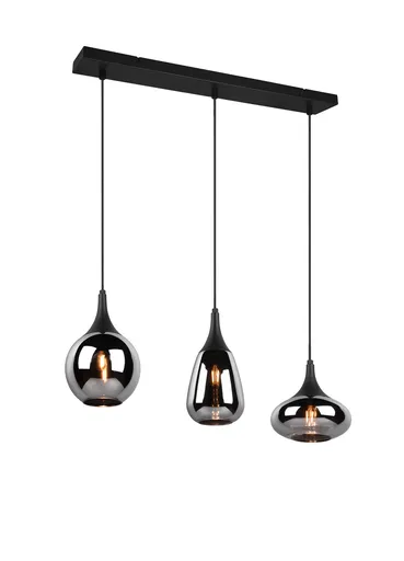 Lustra Lumina, TRIO, 60x6.5x150 cm, 40W, 3x E14, metal, negru mat/argintiu