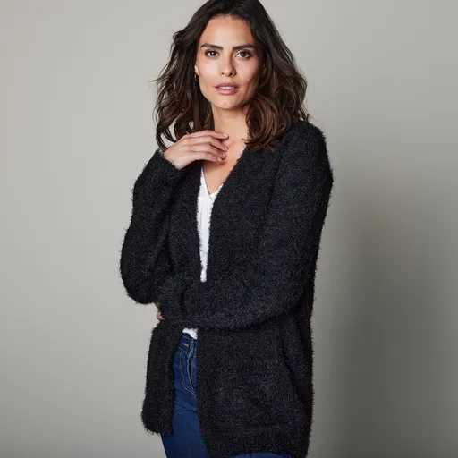 Pulover lung cu blană