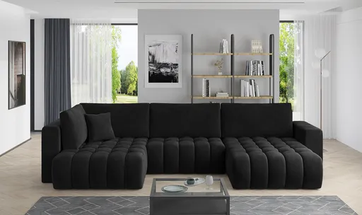 Coltar extensibil dreapta 6 locuri ELTAP, RT-10VE, Bonito, 350x175x92 cm, lemn/poliester, negru