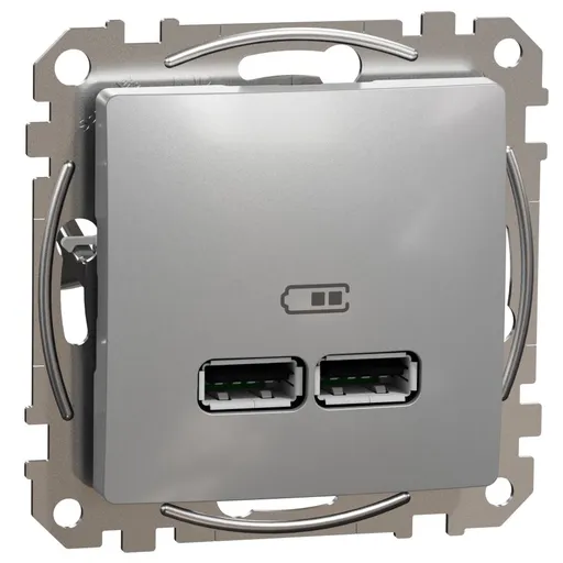 Priza incarcare USB A+A 2.1A , Schneider, SDD113401, Sedna Design, aluminiu