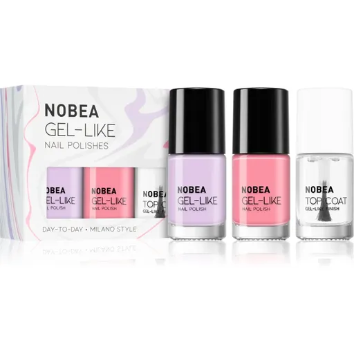 NOBEA Day-to-Day 3-Piece Nail Polish set with Top coat set de lacuri de unghii 3x6 ml