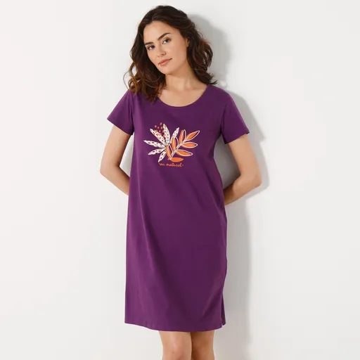 Cămașă de noapte cu mânecă scurtă, cu motivul Au naturel