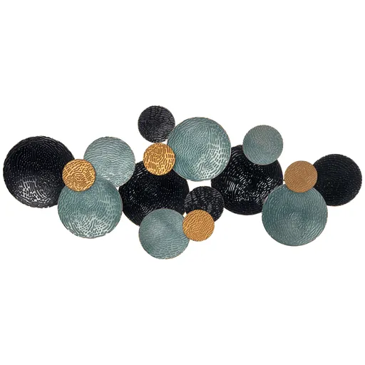 Decorațiune de perete 3D HOMCOM cu Cercuri 121 cm x 4 cm x 53 cm Metal Albastru + Negru | Aosom Romania