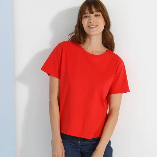 Cămașă dreaptă cu mâneci scurte și decolteu rotund