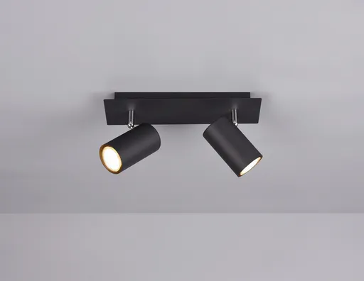 Plafoniera Marley, TRIO, 30x9x15 cm, 35W, 2x GU10, metal, negru mat