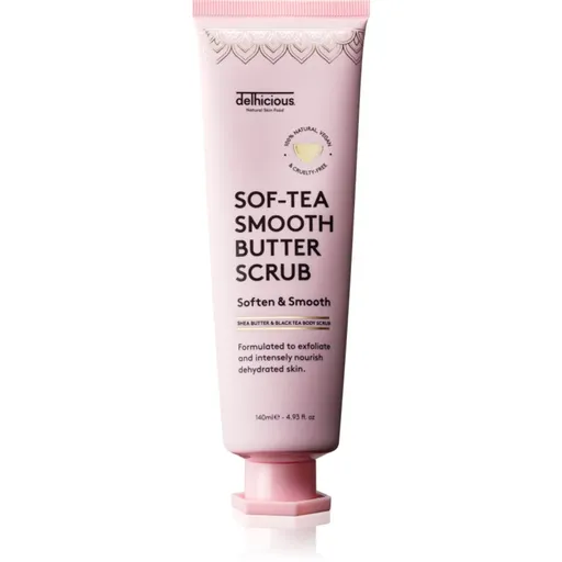 delhicious Sof-Tea Smooth Butter Scrub exfoliant de corp hidratant cu efect de exfoliere 140 ml
