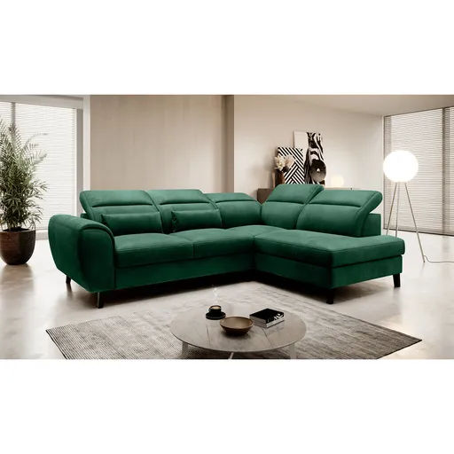 Coltar extensibil dreapta 4 locuri ELTAP, RT-35NU, Noble, 255x201x100 cm, lemn/poliester, verde inchis