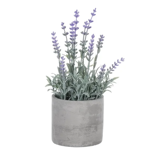 Lavandă artificială în ghiveci, gri, 10 x 10 x 21cm