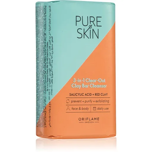 Oriflame Pure Skin sapun pentru curatare cu argila pentru față și corp 75 g