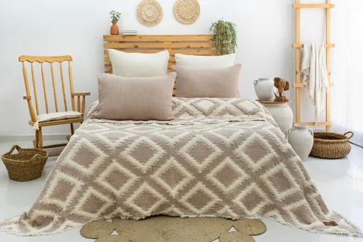 Set cuvertura pique dubla, L'essentiel Maison, Sonia, Bej