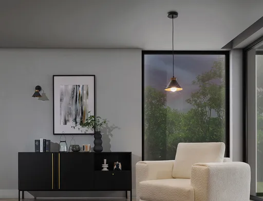 Lustra ELTAP, Detmer, 17x110 cm, 1xE27, 15W, otel, negru/auriu