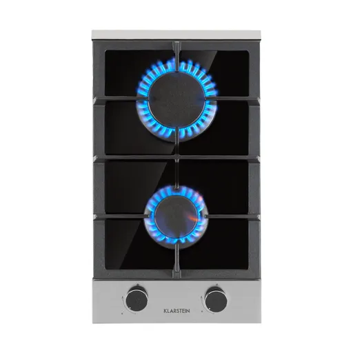 Klarstein Alchemist Domino, plită pe gaz, 2 arzătoare din aluminiu, ceramică din sticlă