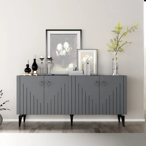 Consola, Hanah Home, Meda, 150x79x40 cm, PAL , Antracit / Aur