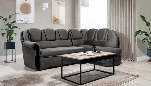 Coltar extensibil dreapta 3 locuri ELTAP, L-085, Lord, 243x180x112 cm, lemn/poliester, gri/negru