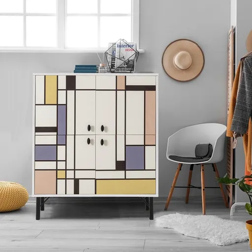 Dulap multifunctional, Vella, Midia, 95 x 111 x 36 cm, pal melaminat, multicolor