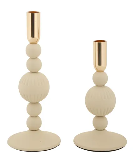 Mauro Ferretti Set Suport Lumanare Aster Crem 2 Bucati Cm Ø10X20-10X25,3 | Aosom Romania