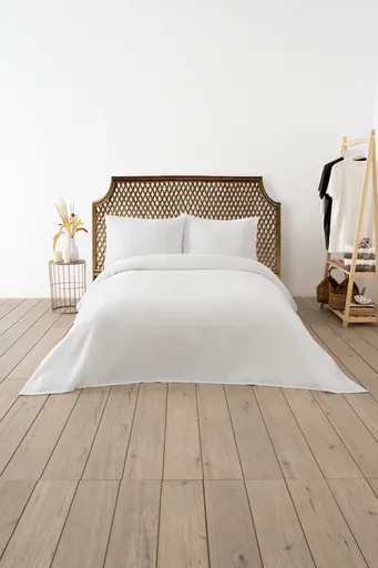 Cuvertura matlasata dubla, L'essentiel Maison, Waffle, Alb