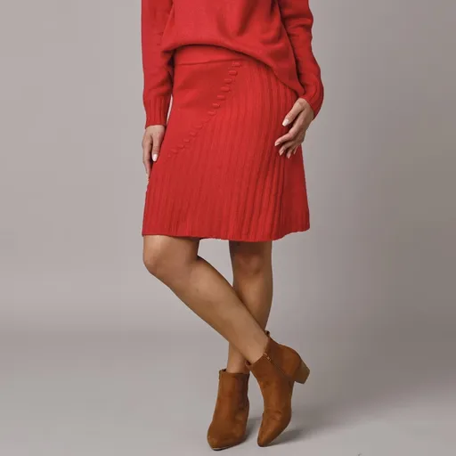 Fusta dreaptă din material tricotat cu model