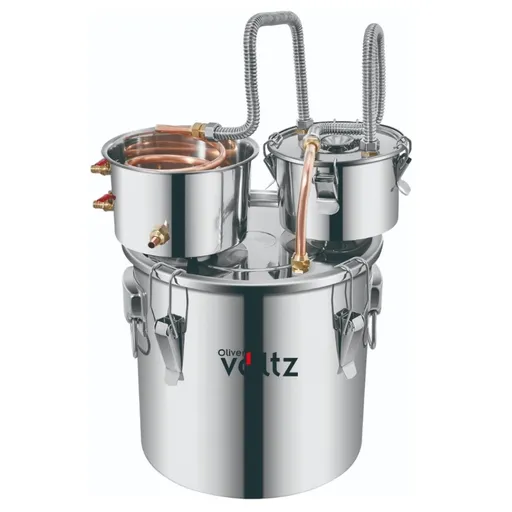 Vas pentru rakia Oliver Voltz OV51214B30, 30 l, 35x35 cm, tub de răcire din cupru, vas de distilare, pompă de apă, oțel inoxidabil, argintiu