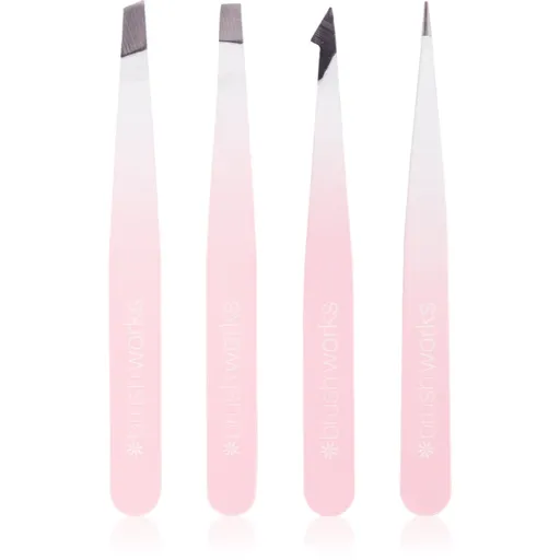Brushworks The Complete set pensete pentru sprâncene White & Pink