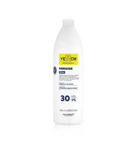 YELLOW Peroxide Tech+ 9% 30Vol– Emulsie Oxidanta Profesionala pentru Colorare Uniforma si Stralucitoare, 1000ml